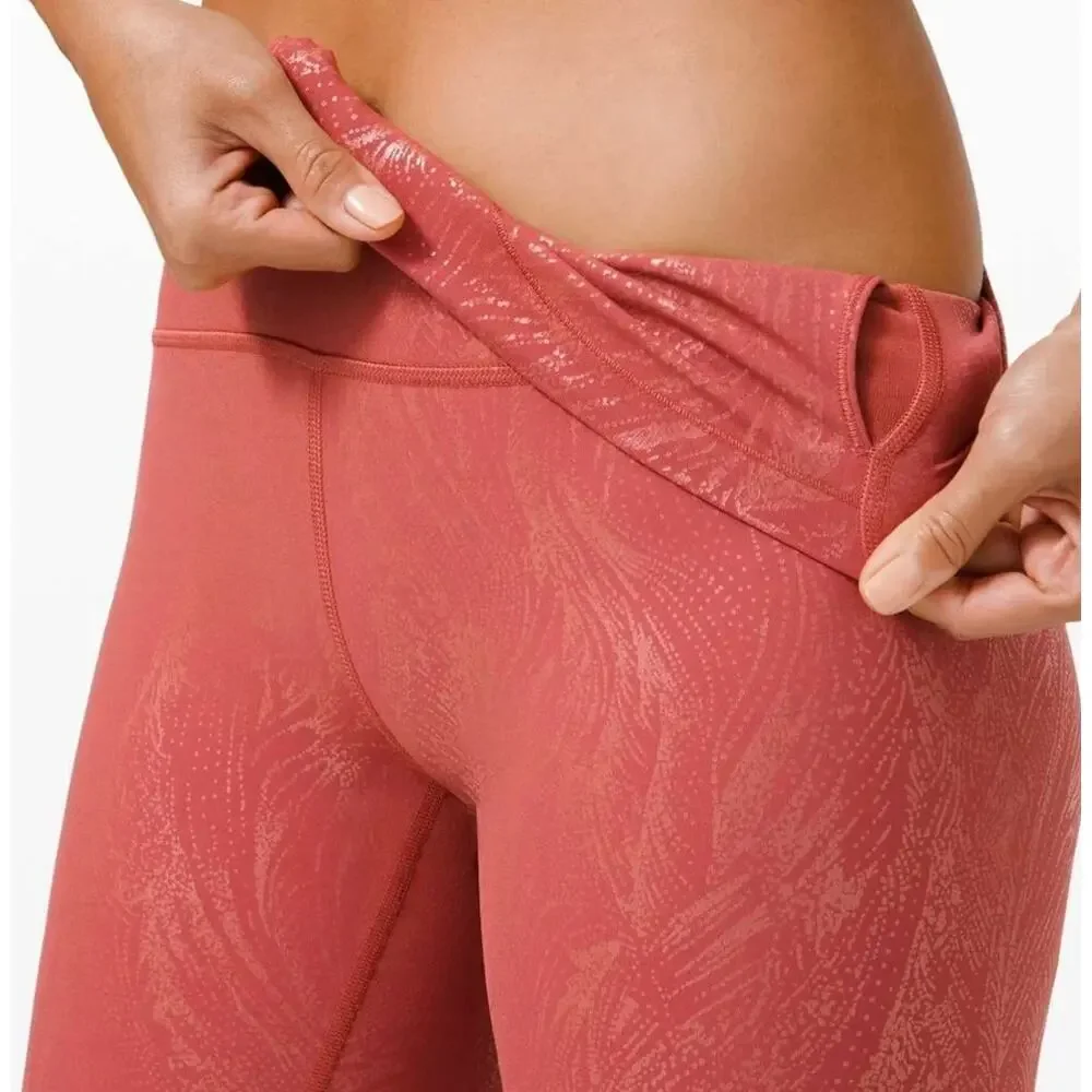 Lululemon Wunder Under High Rise Tight Shine Soft Cranberry Pink Foil Size 6